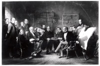 Il Gabinetto di Aberdeen, che decide sulla spedizione in Crimea, inciso da William Walker da John Gilbert